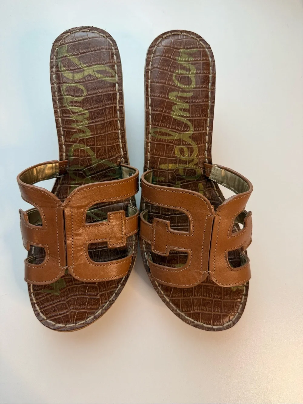 Sam Edelman Women's Brown Cork Wedge Slide Sandals - Size 10